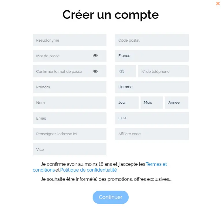 Processus d'inscription GREENLUCK CASINO