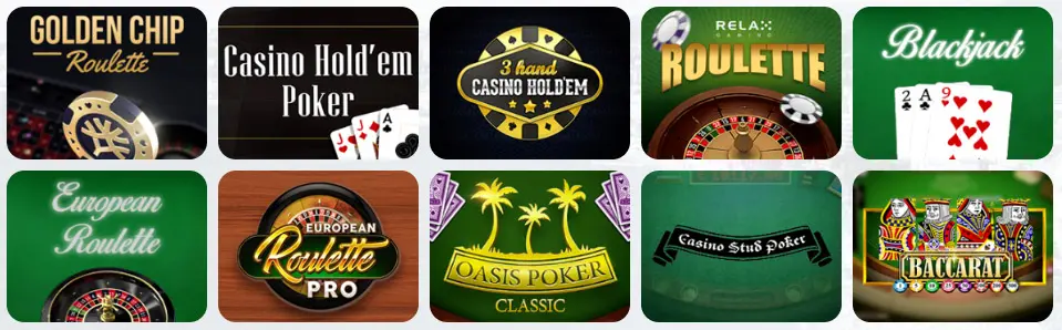 Jeux de table au GREENLUCK CASINO
